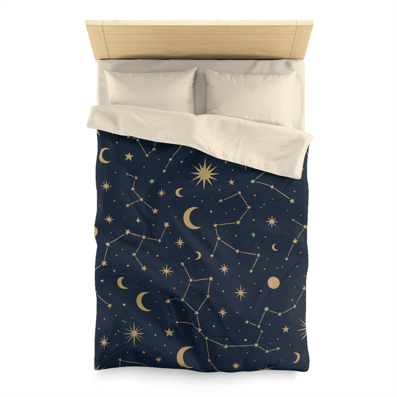 Microfiber Duvet Cover Boho Style, Design 90, Twin Duvet Cover, White