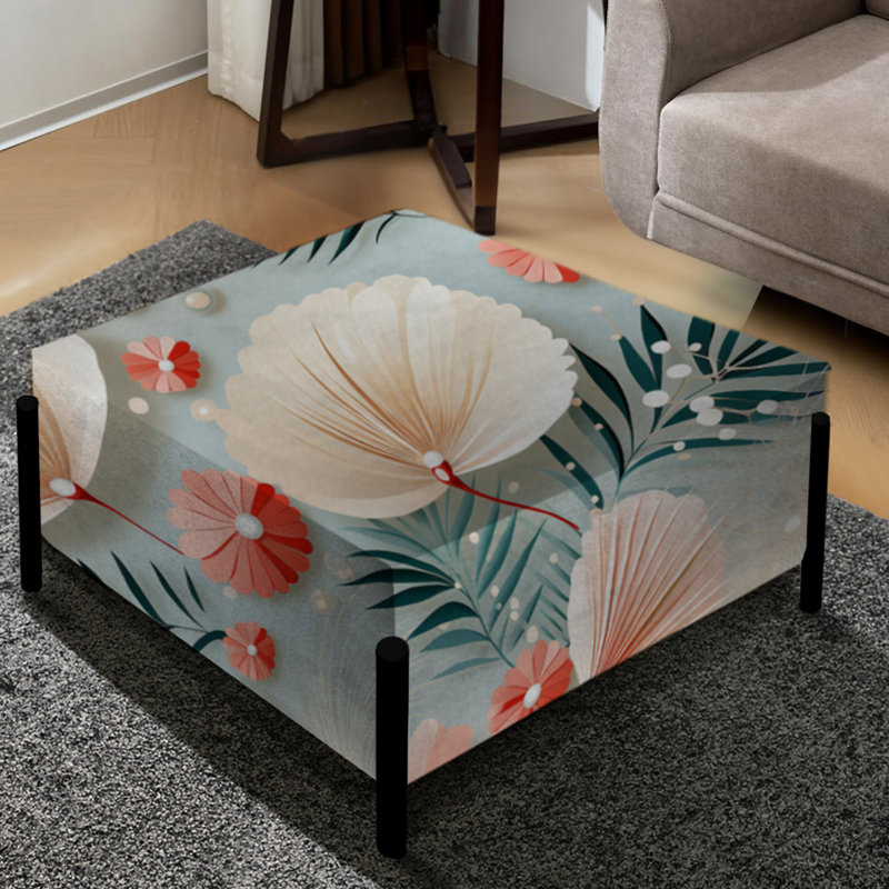 Seaside Elegance Tropical Pattern I - Tropical Large Square Ottoman