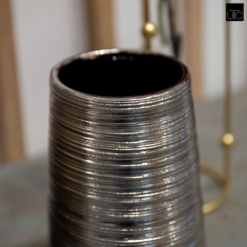 Table Vase 1, 8.5" H x 5.75" W x 5.75" D, Silver