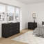 Ensemble de chambre à coucher 2 pièces avec commode double 8 tiroirs Pepe, grain de bois noir