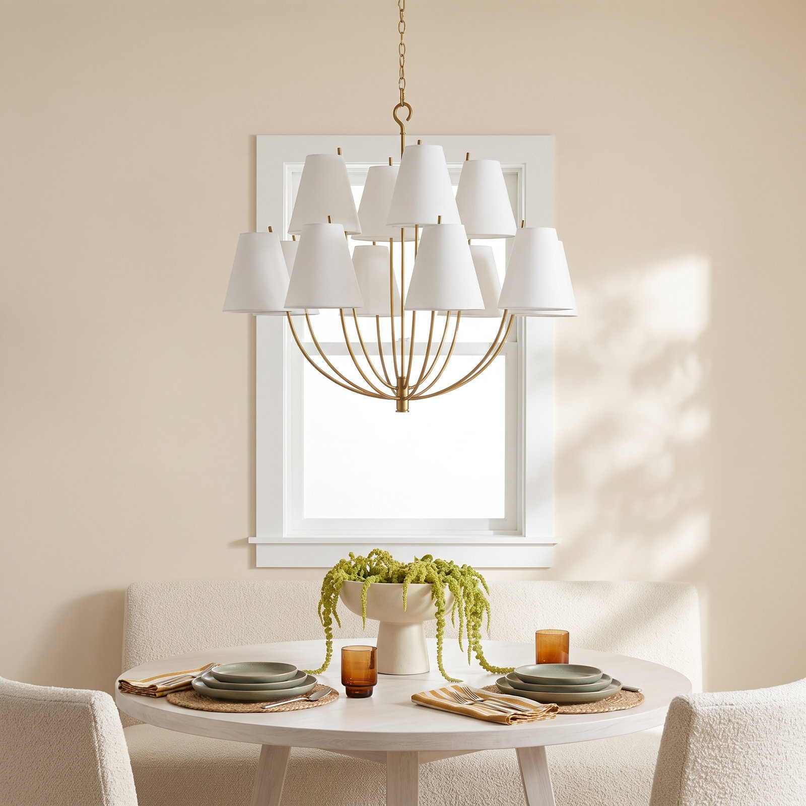 Reyes 12-Light Chandelier, Burnished Brass, 116.63" H x 30" W  x 30" D