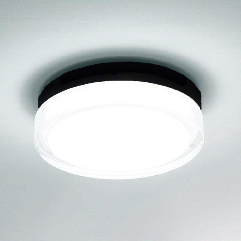 Pi Black Outdoor Flush Mount, 3000K, 2.5" H x 8.88" W x 8.88" D, Black