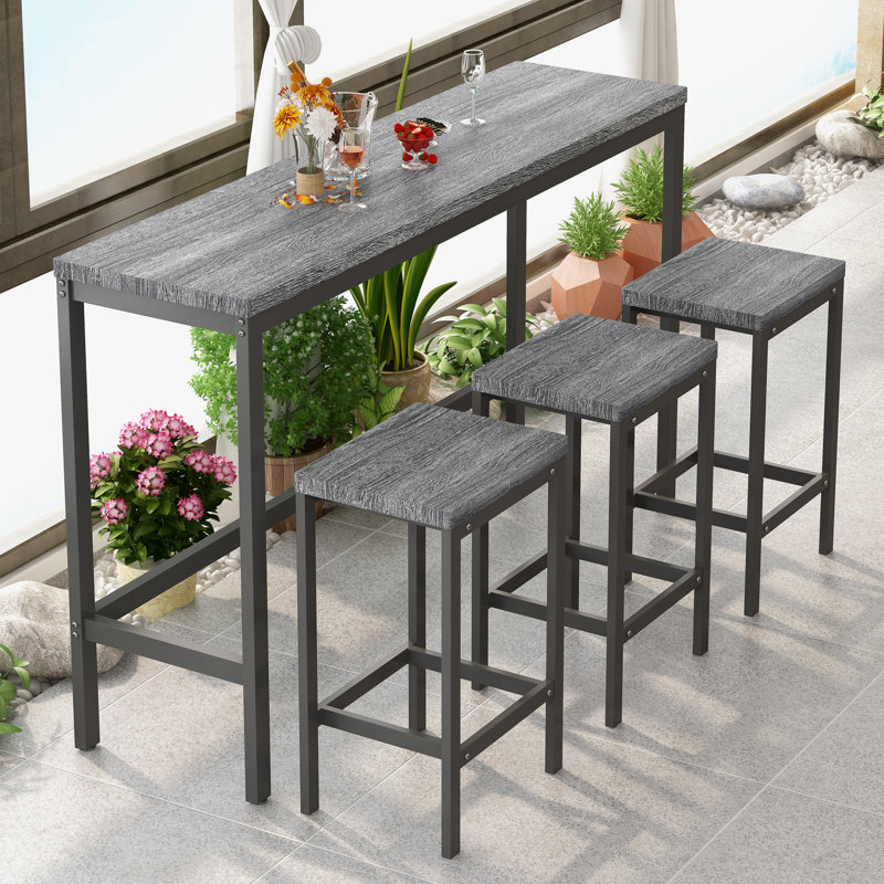 Ensemble de table d'extérieur rectangulaire L - 4 pièces 15 personnes Mikulski, Gris, Gris / Noir