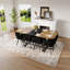Ensemble de table de salle à manger 9 pièces 9 pièces, plateau de table fixe en grain de bois bicolore et triamine de grain de bois noir avec 8 chaises en velours noir, ensemble de table de cuisine moderne pour 8 personnes, idéal pour les réunions de famille-130140175