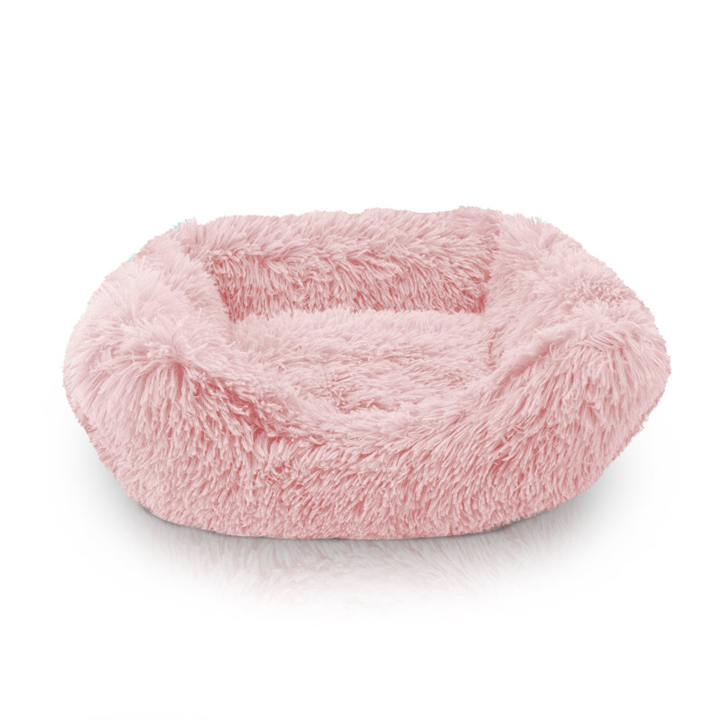 Lit pour chien Elam Super Lux Shaggy, Rose, Petit (l 20 po x P 16 po x H 7 po)