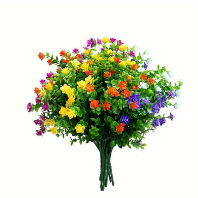 12 pièces de fleurs artificielles résistantes aux rayons UV et à l'extérieur (mélange de couleurs)