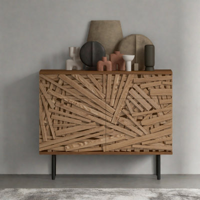 Commode d'appoint moderne tridimensionnelle en bois