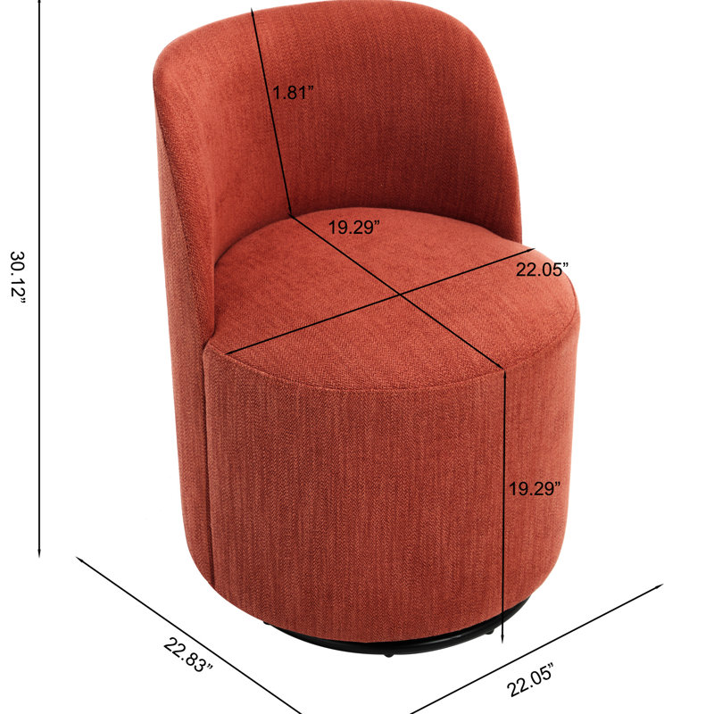Chaise de salle à manger pivotante à 360 degrés en lin orange pour les petits espaces de chambre et de décor avec des espaces ergonomiques confortables