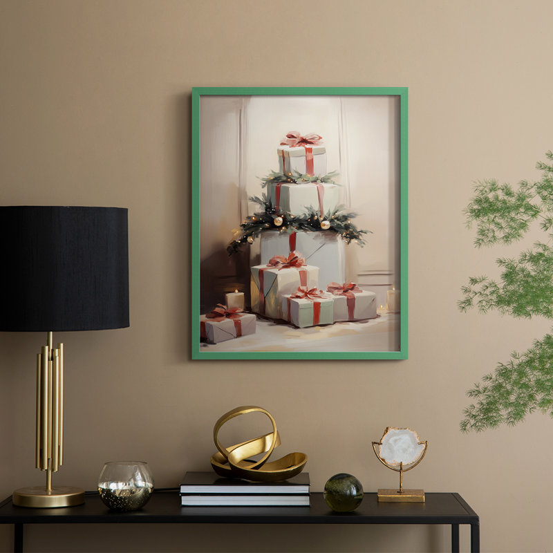 Art des Fêtes de Noël - série 2 - CC XXXVI, reproduction encadrée - bois massif, H 21 po x l 17 po, Vert