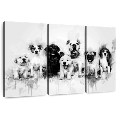 Chiots de chien noir et blanc