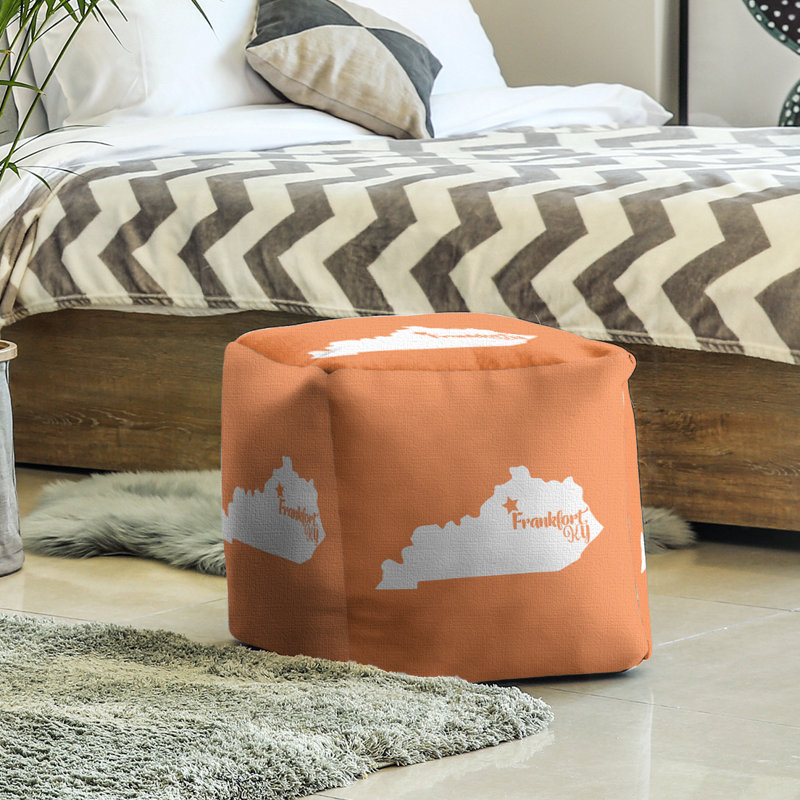 Upholstered Ottoman, Orange