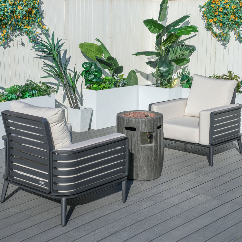 Ensemble de meubles de patio 3 pièces avec foyer