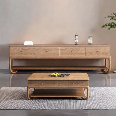 Ensemble de meuble télé et table basse en bois de frêne