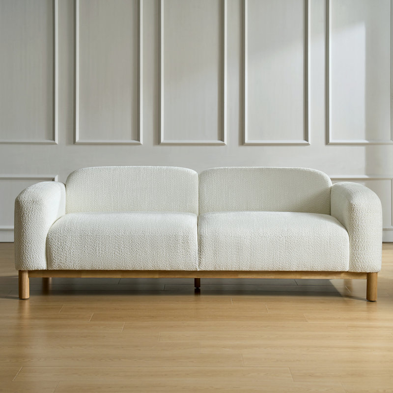 Andres Modern 182.8cm W Curved 3 Seater Sofa with Deep Seat Comfort, Ivory