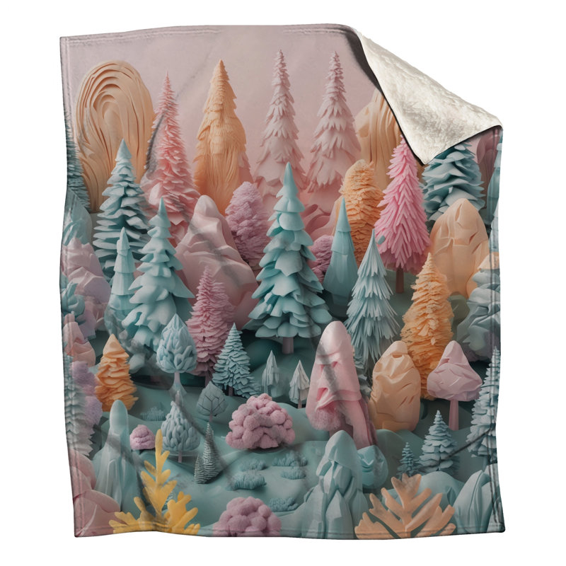 Pastel Forest Landscape Blankets, 50in W x 60in H