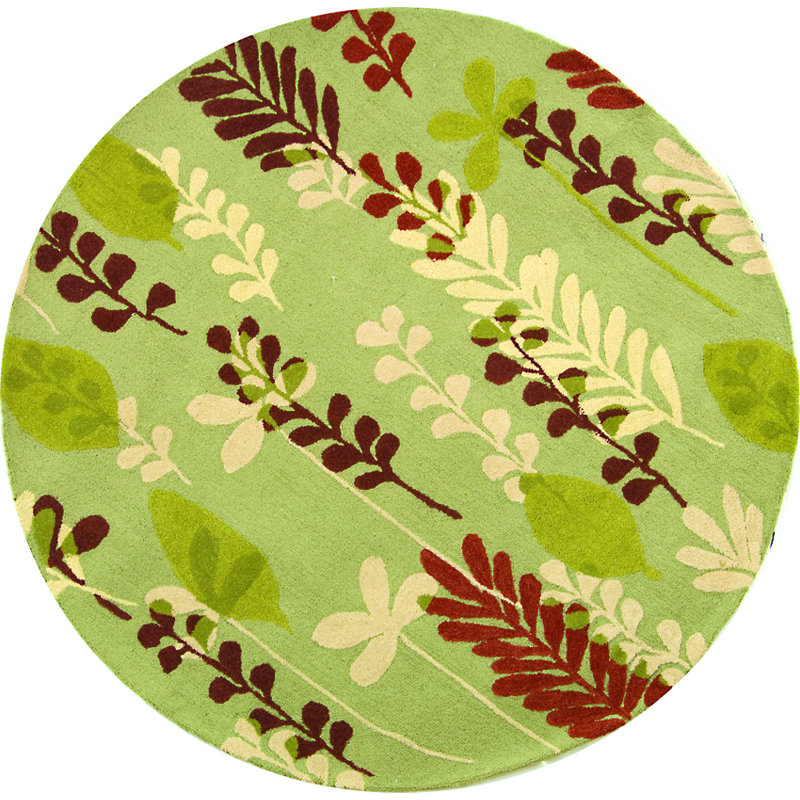 Tapis floral en laine épais crocheté à la main Berkley, Rond 8 pi