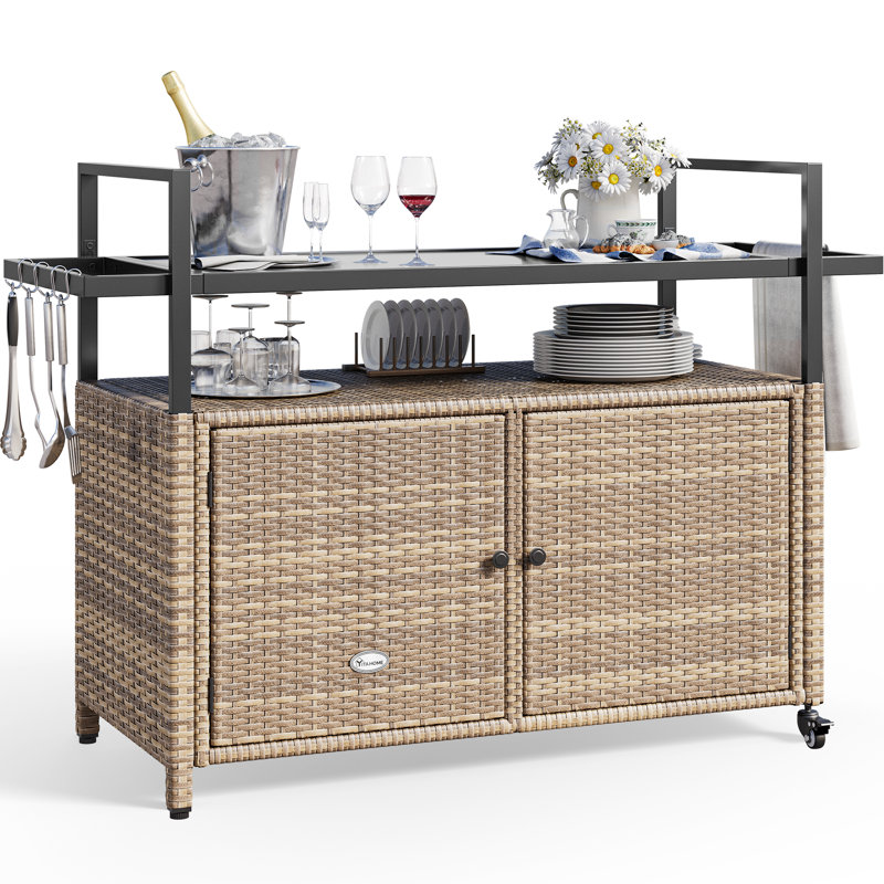 Wicker Rattan Kitchen Island