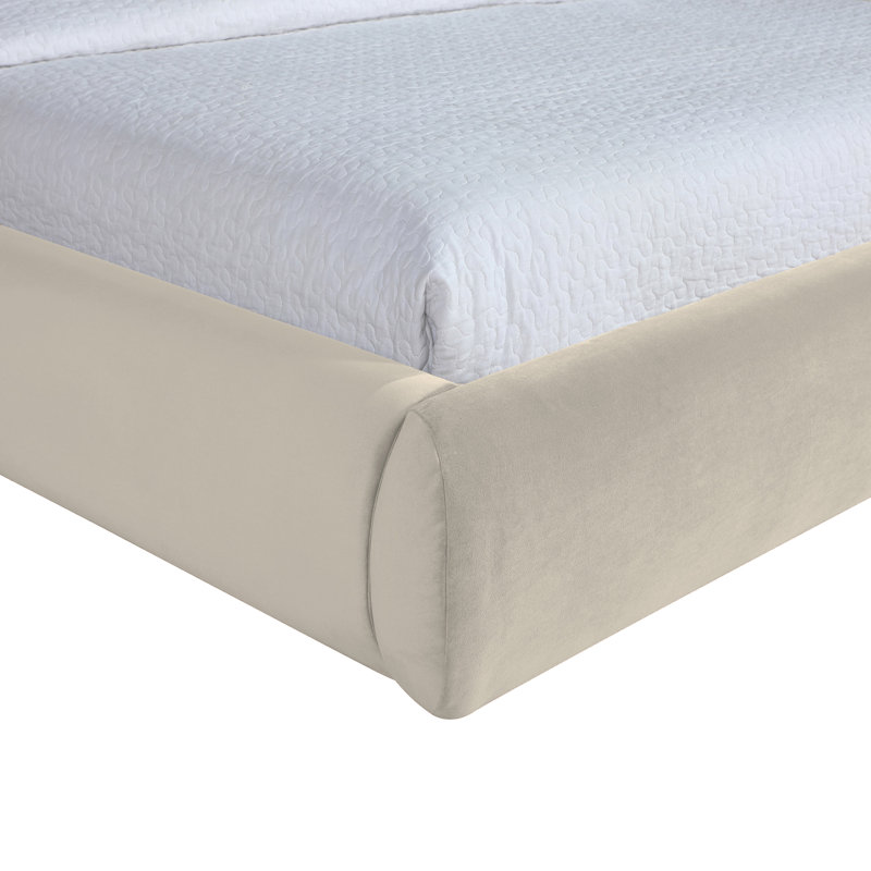 Lit tapissier Kat, Grand lit, Crème