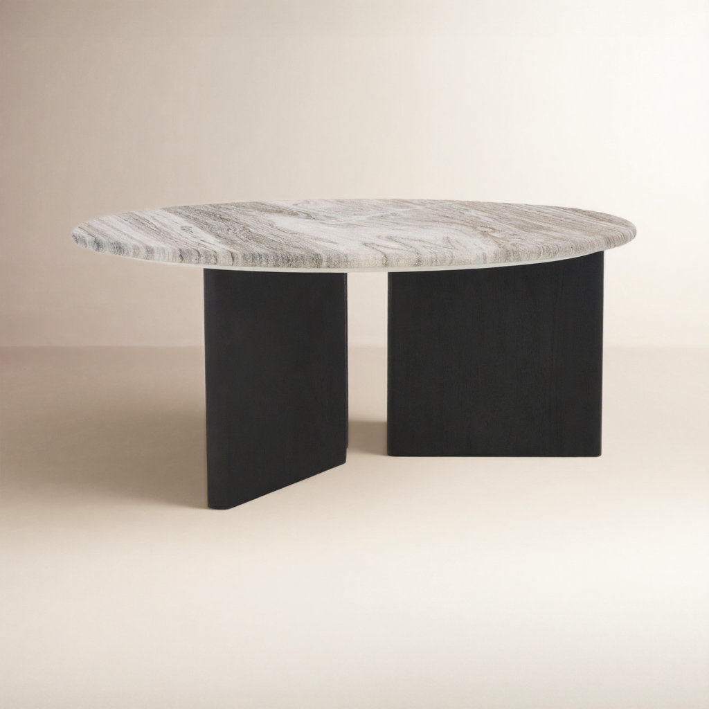 Ferney 35" Genuine Marble Coffee Table, Black