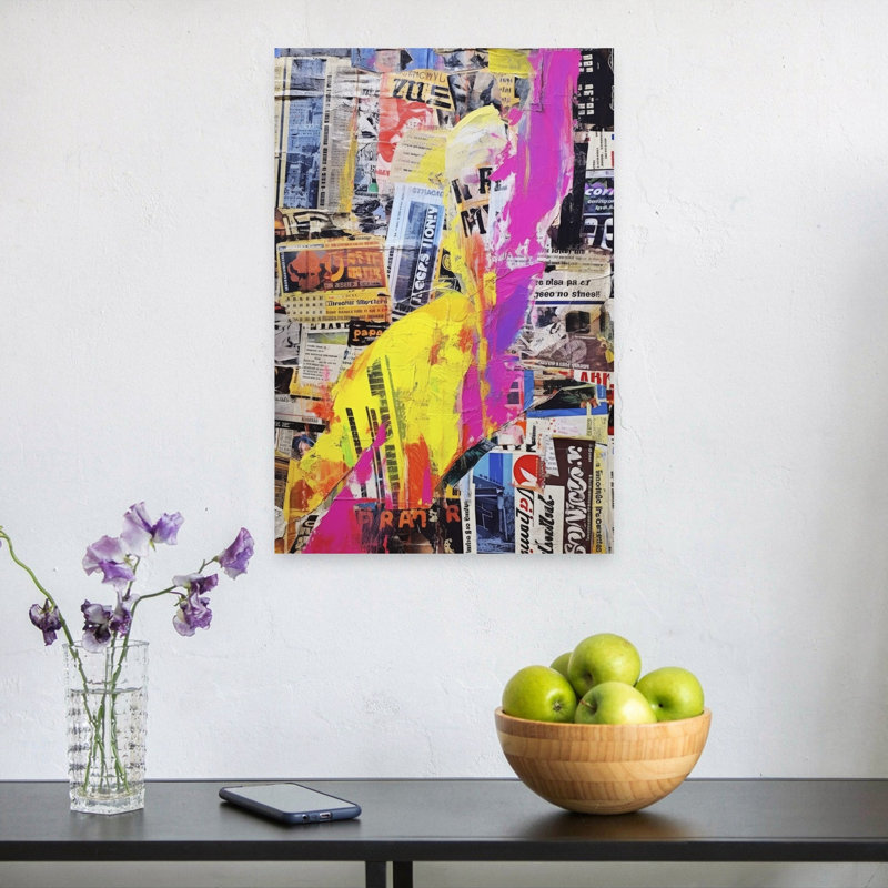 Vivid Urban Layers Abstract Bold Colorful Urban Wall Art Print 1 Piece Wrapped Canvas Wall Art, 60.96cm H x 40.64cm W