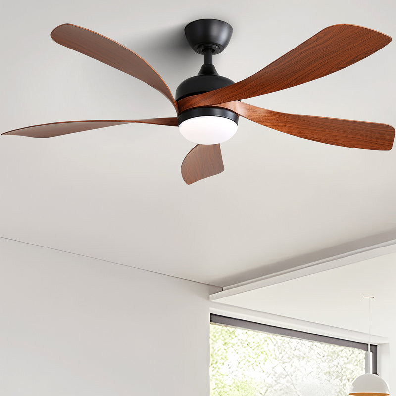 52 Inch Indoor Ceiling Fan With 3 Color Dimmable 5 ABS Blades Remote Control Reversible DC Motor With Led Light, Black