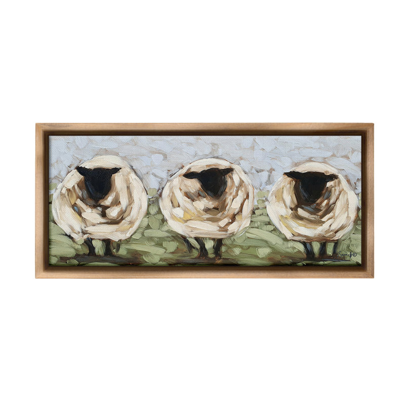 «Abstract Sheep Trio Floater Frame» par Stellar Design Studio sur toile, Cadre flottant orme Montalcino, H 11 po x l 25 po