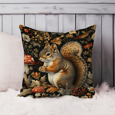 Animals William Morris Squirrel IV Cottage Throw Pillow Cover