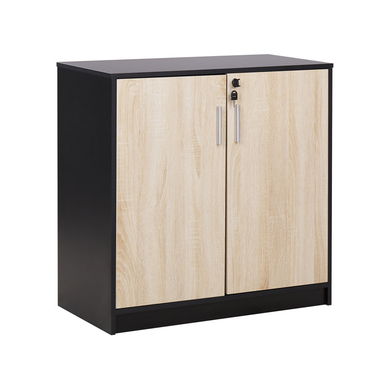 Nifong 2 -Door 1 -Shelf Storage Cabinet, Light Wood/Black