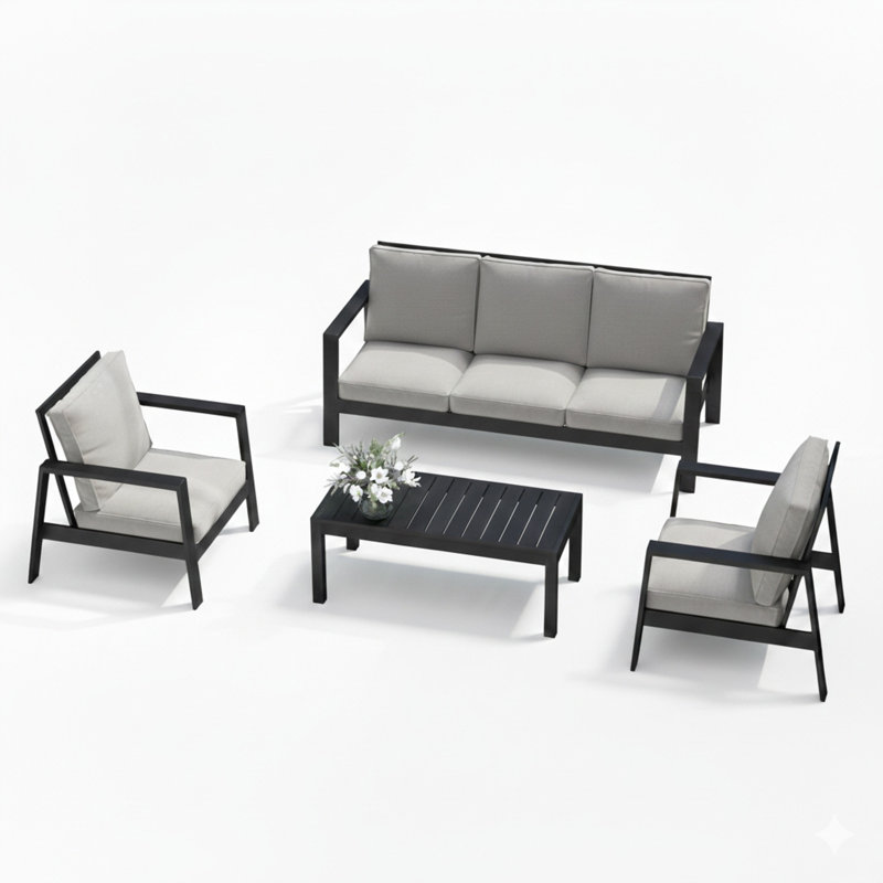 4-Piece Outdoor Patio Furniture Set, Gray