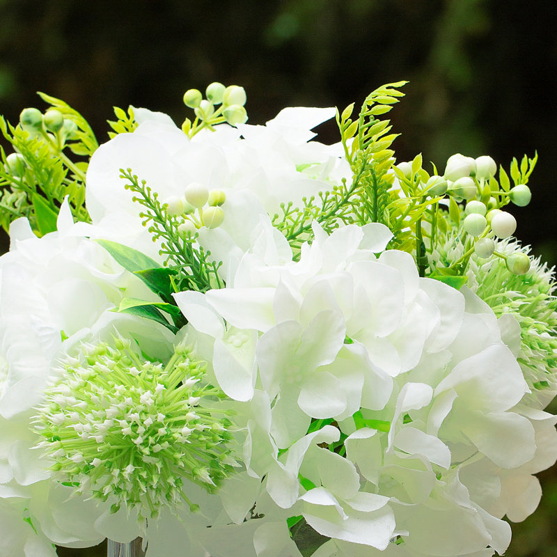 Faux Silk Hydrangea Arrangement in Vase