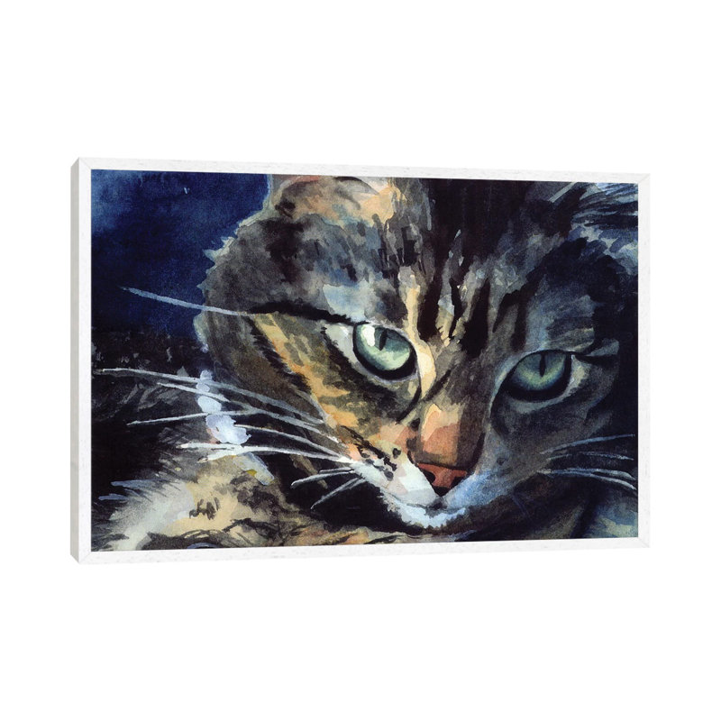 Nans Maine Coon 1 Piece Painting on Canvas, 45.72cm H x 66.04cm W x 3.81cm D, White Framed