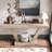 Vintage Distressed Wood Entryway Bench, 60 Inch, With 2-Tier Solid Wood Veneer Storage Cabinet, Rustic Wide Design For Hallway, Living Room, Or Behind Sofa, Antique Natural Finish | Gift Idea-148064845