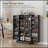 Kitchen Pantry Storage Cabinet, Freestanding with 12 Door Shelves, Double Doors, 5-tier Shelving and Adjustable Shelves-128975323