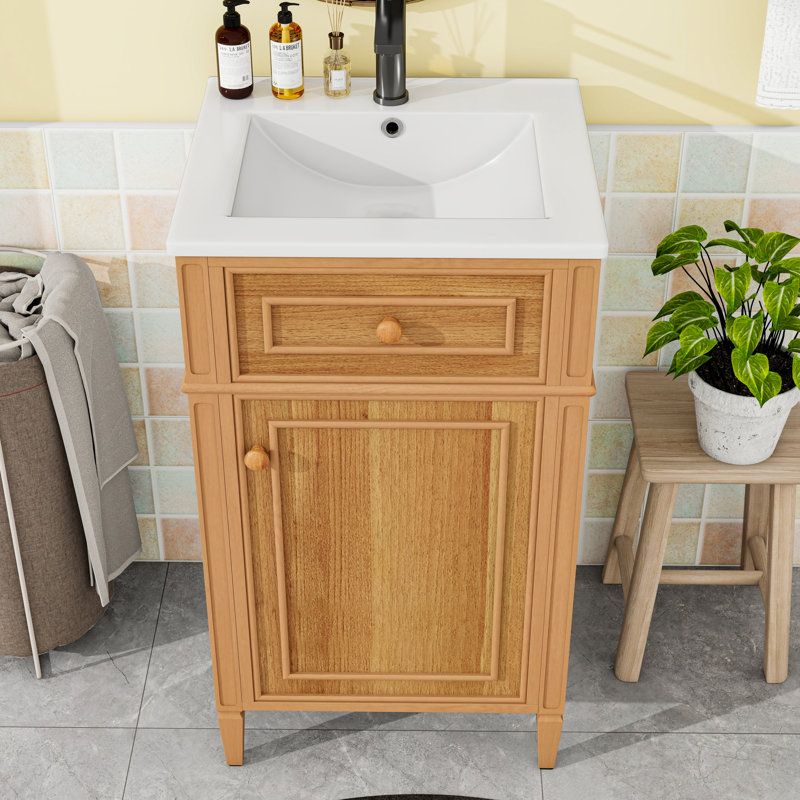 Meuble-lavabo de salle de bain avec lavabo, tiroir inclinable et tablette réglable
