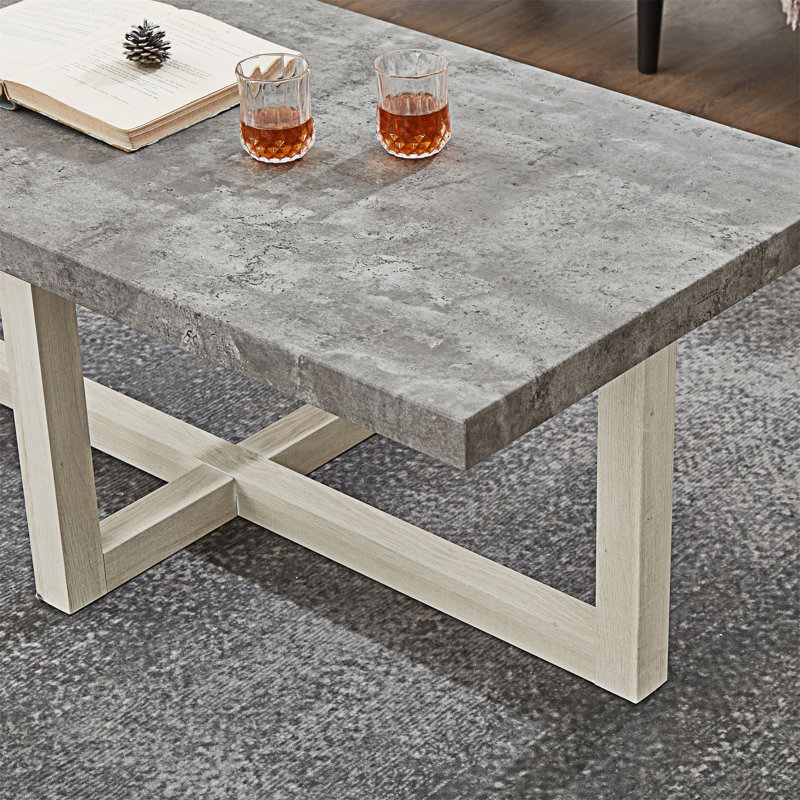 Table basse Valluri, Faux béton / blanc