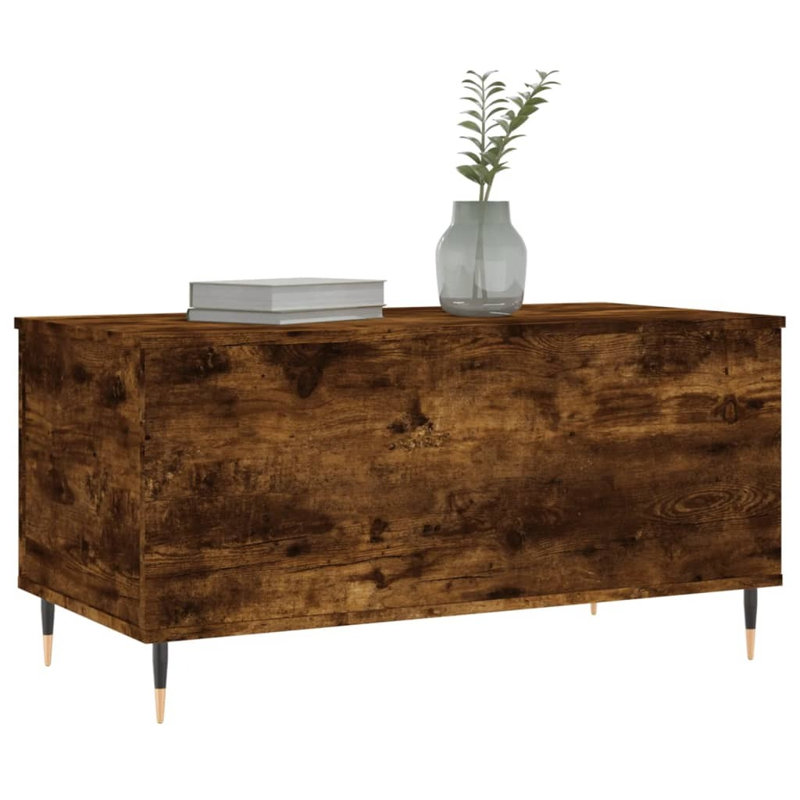 Dumond Coffee Table 90x44.5x45 cm Engineered Wood, 45cm H x 90cm L x 44.5cm W, Smoked Oak