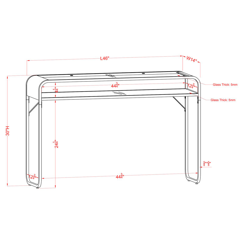 Camareon 46'' Glass Top Console Table, Chrome