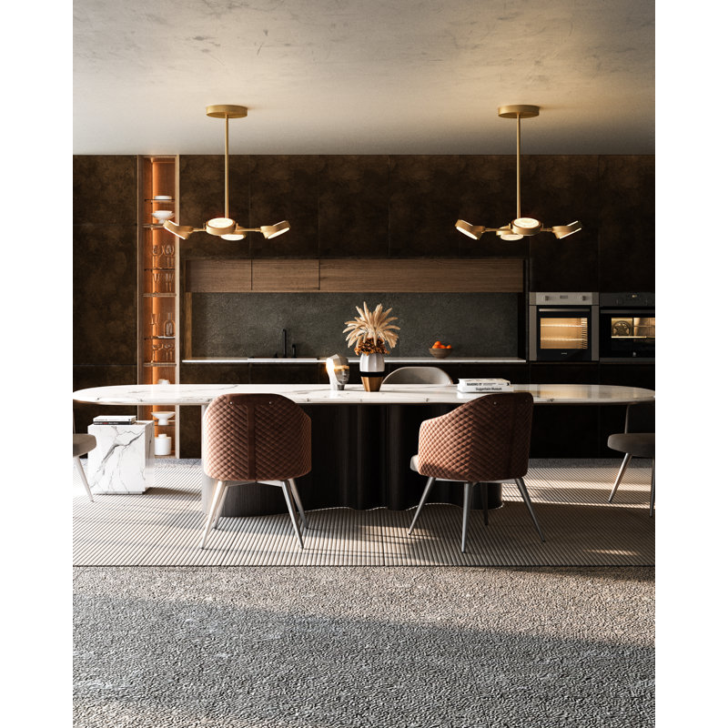 Blanco 4 - Light LED Chandelier, Vintage Brass/Alabaster