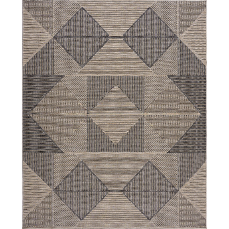 Tapis géométrique intérieur / extérieur, Rectangle 5 pi 3 po x 7 pi 3 po