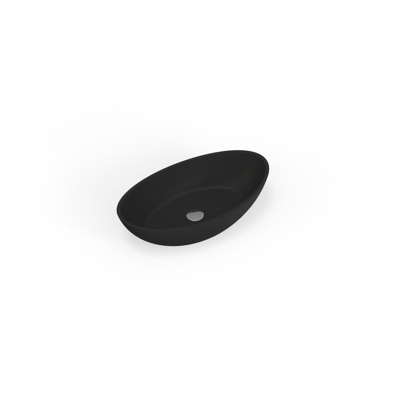 Lavabo de salle de bain vasque en résine 24 po x 13 po Badeloft WB-03-MBLK, Noir mat, Noir mat