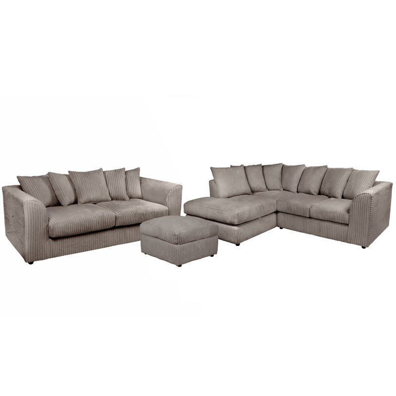 Moana 3 - Piece Living Room Set, Left Hand Facing, Grey