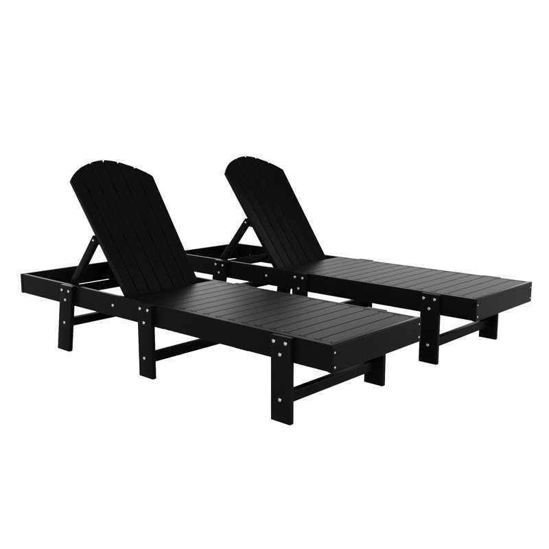 Altura 77.6" Long Reclining Chaise Lounge Set, Black