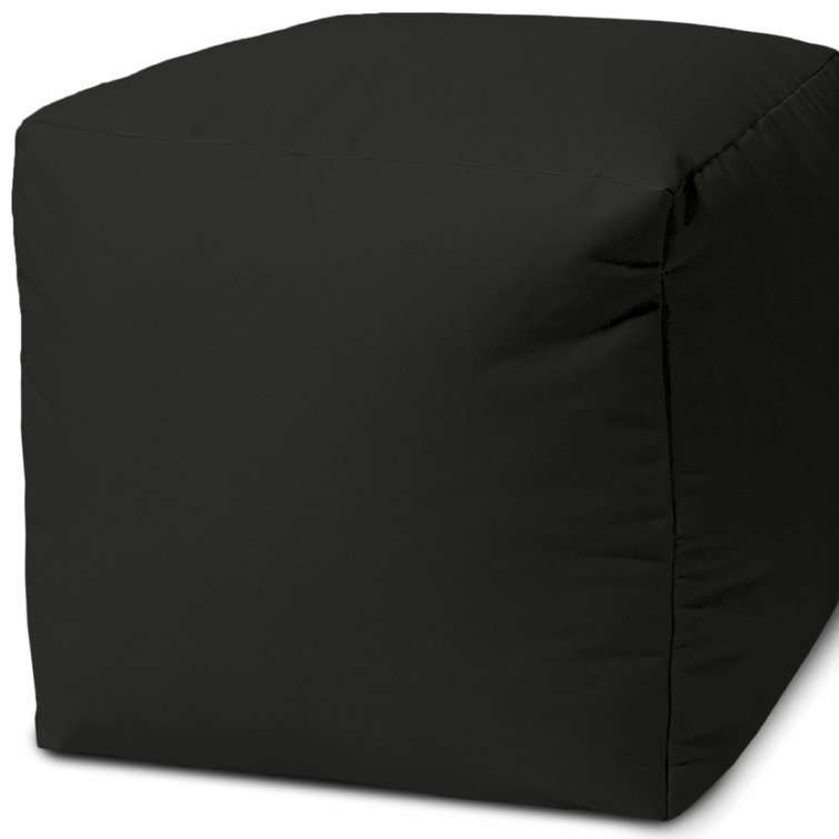 17 Cool Neutral Ivory Solid Color Indoor Outdoor Pouf Ottoman Latitude Run Body Fabric: Jet Black