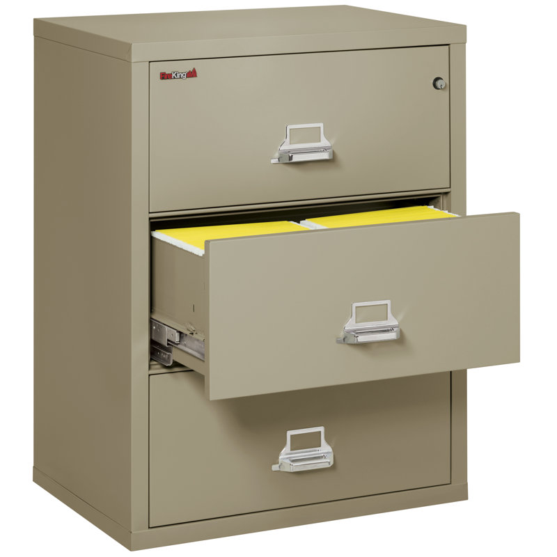 Fireproof 3 - Drawer File Cabinet, Pewter, Key Lock