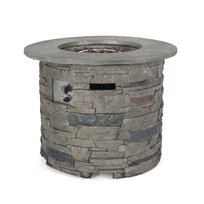 Outdoor 32" Round Mgo Propane Fire Pit, Grey Top - 40,000 BTU