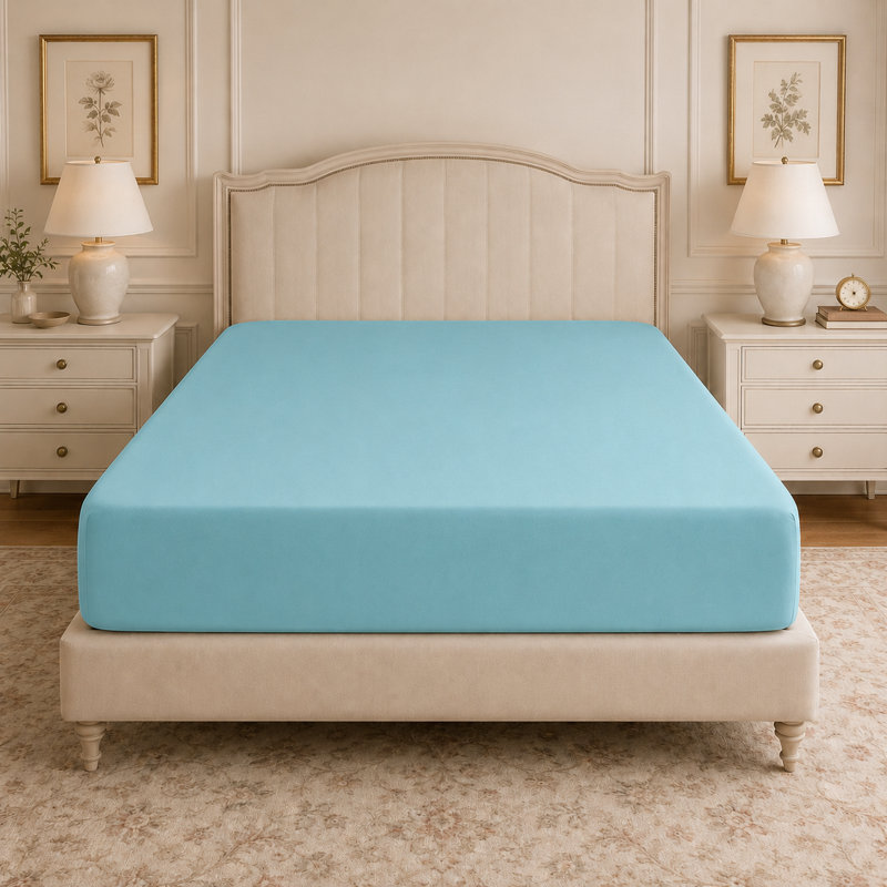 200 TC 50/50 Percale Polycotton Percale Fitted Sheet, Double (4'6), Teal