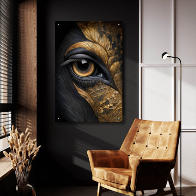 Art mural en verre épique «Eyebext 5» par Rey Klimt, 24 po x 36 po