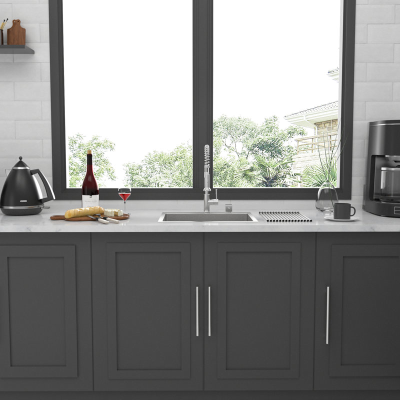 Kitchen Sink 28X22x10 28" - Stainless Steel Single Bowl Topmount, 16G T304, Decreased Sound Pad System, Fluent Drainage Method, R10 Corner, Brushed Nickel Emission, Draining,