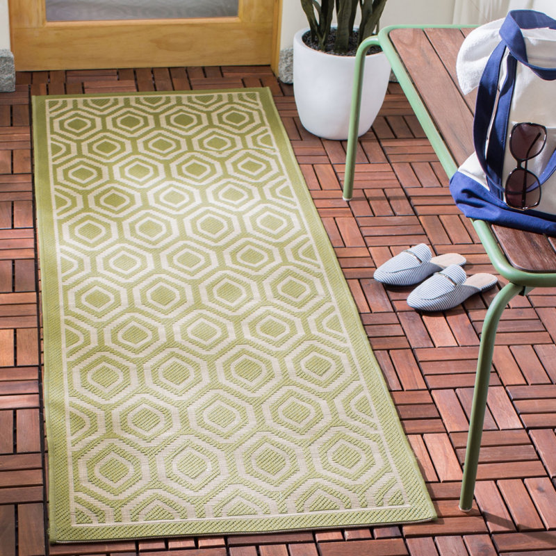 Tapis à motif géométrique Deedrick, Tapis de couloir 2 pi 3 po x 6 pi 7 po