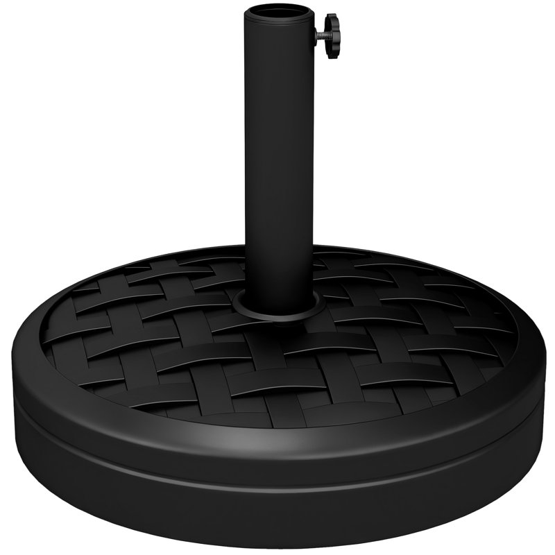 40 lb Base de parasol avec effet rotin, porte-parapluie rond, noir